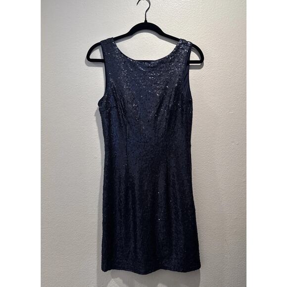Lulu's Navy Blue Sequin Backless Dress - Picture 1 of 8